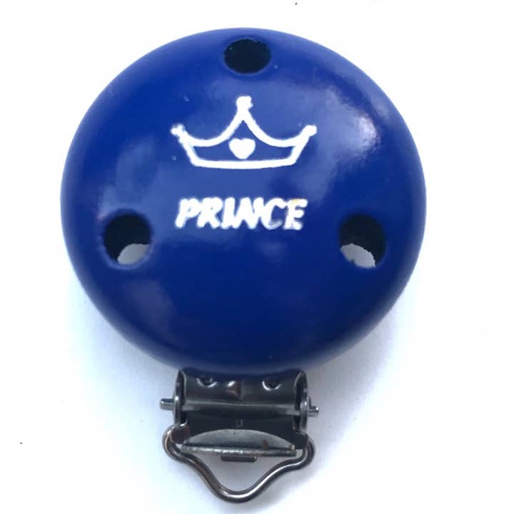 clip clip pacifier clip blue prince for wholesale by Kids and Crea
