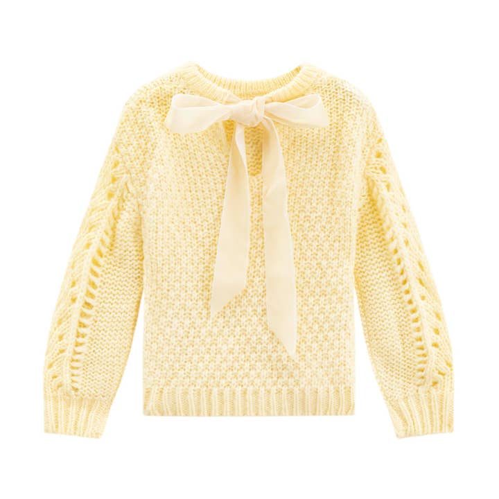 Jersey de mezcla de lana con lazo en la espalda color limón chiffon para venta al por mayor de iMiN Kids
