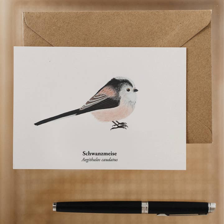 Terillu - Wholesale Postcard - Art postcard with long-tailed tit drawing3