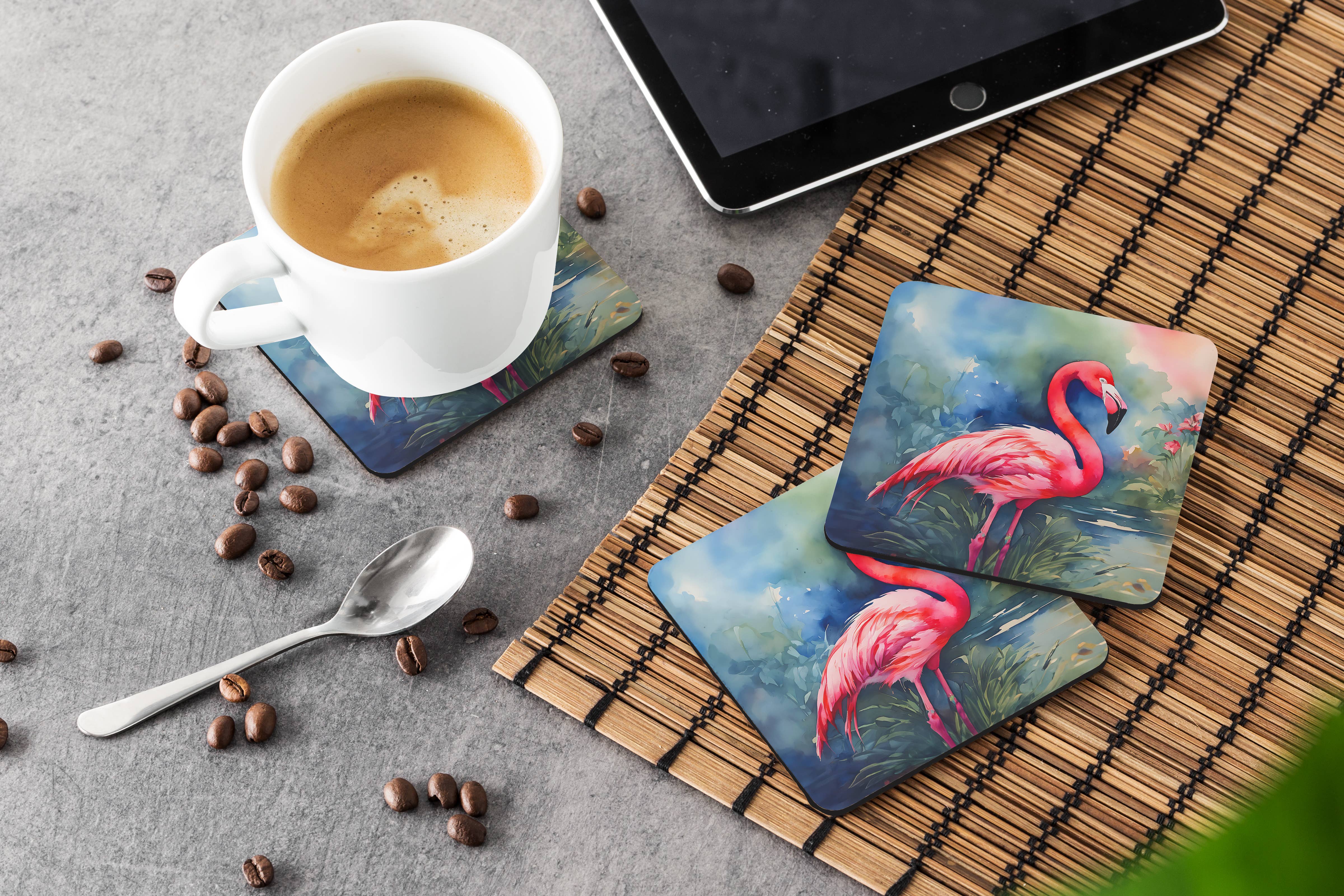 Caroline's Treasures – wholesale Coasters – Flamingo Foam Coaster Set  DAC28591