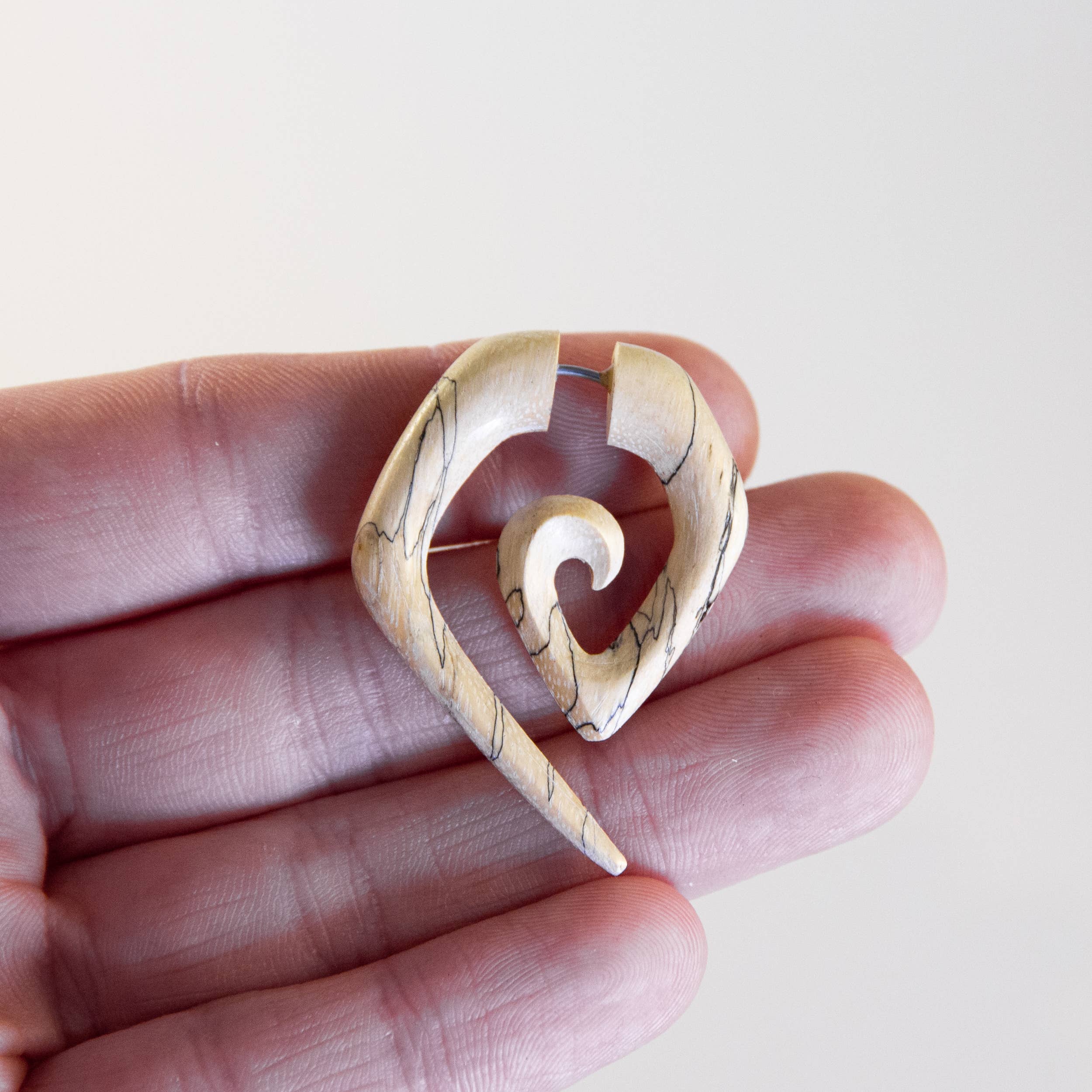 Ajmer by Jodi - Wholesale Cuff/Wrap Earrings - Geometric Swirl Faux Gauges - fake gauged, hand carved wood5