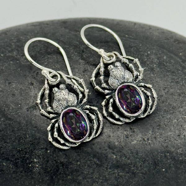 Goddess Design Studio - Wholesale Dangle Earrings - Sterling Silver Spider Earrings & Pendant, Gemstone Body! 4