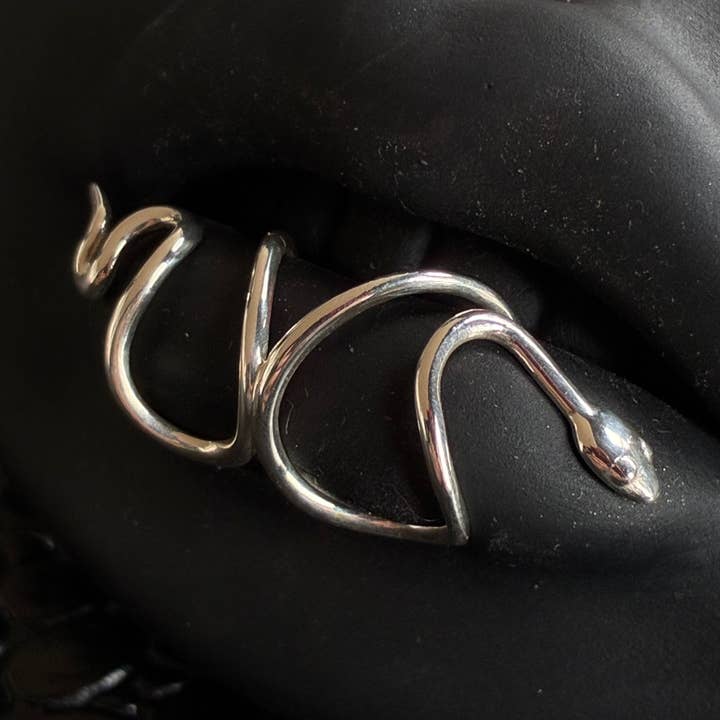 Manasa - snake lip cuff, sterling silver for wholesale by Horny Cat Jewellery