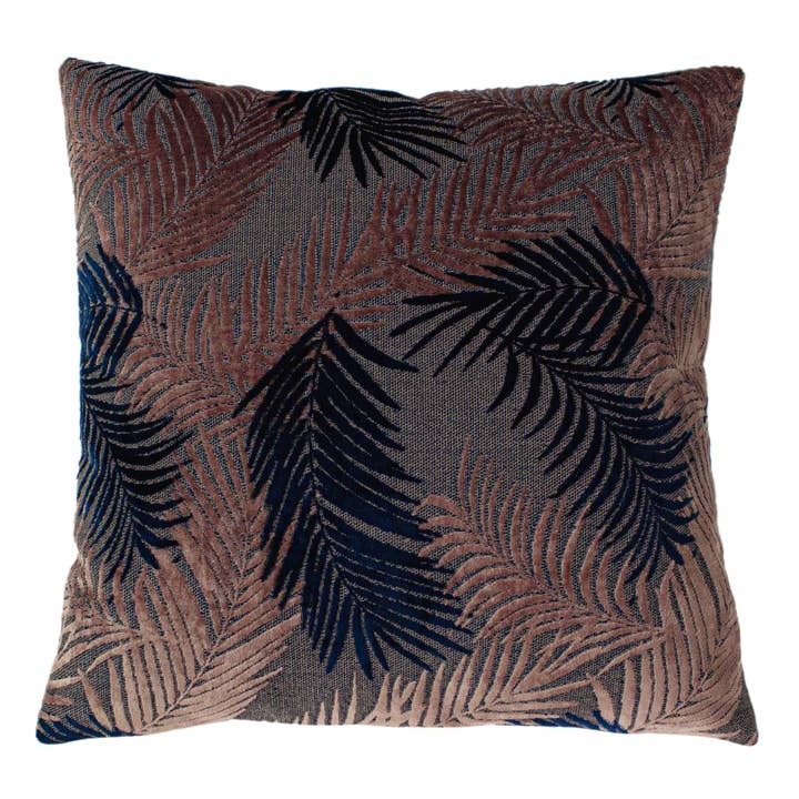 Almofada Jacquard Palm Grove Velvet Blush/Azul Marinho por atacado de Riva Home