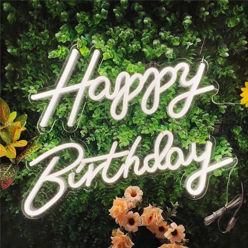 WHITE Neon Sign With Acrylic Backplate Carved Decor for wholesale on Faire4