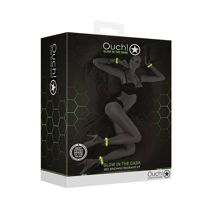 Neon Green Black Bed Bindings Restraint Kit - Glow In The Dark for wholesale on Faire2