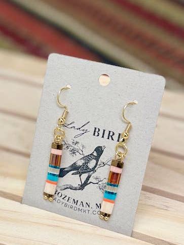 Funky Harvest-Hued Handmade Boho Tila Bead Dangle Earrings for wholesale by Lady Bird Market