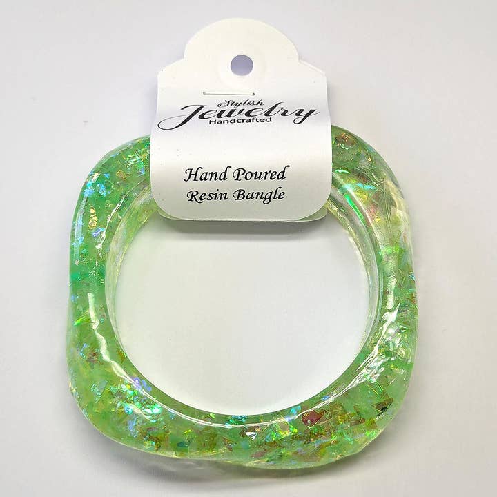 Stylish Jewelry Supply - Wholesale Bangle Bracelet - Chunky Irregular Sequins Slip-on Bangle Resin Bracelets10