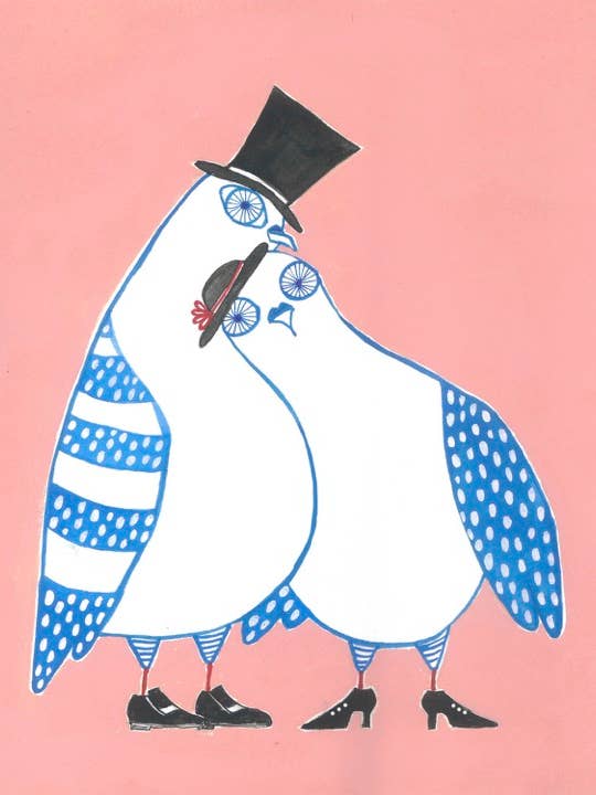 Knuffelduiven kunstprint voor wholesale door Juni BK