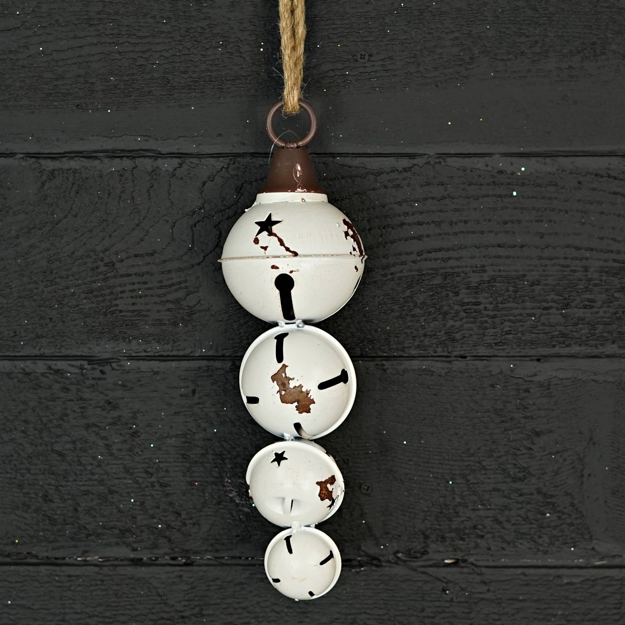Holiday Depot Inc. - Wholesale Ornament - M10820- Distressed Metal 4 Bells Strand-White3