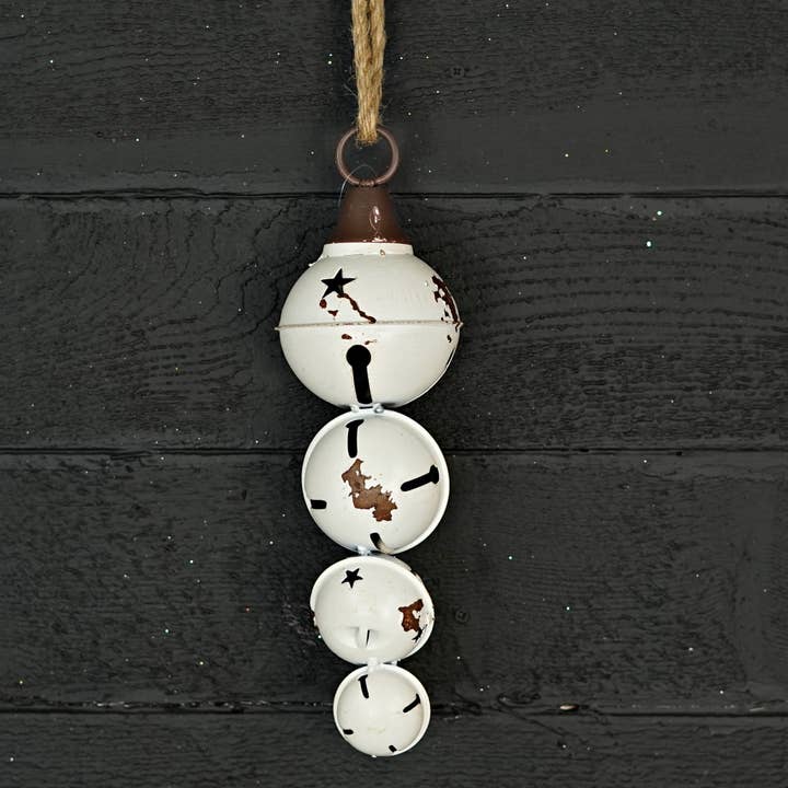 Holiday Depot Inc. - Wholesale Ornament - M10820- Distressed Metal 4 Bells Strand-White3