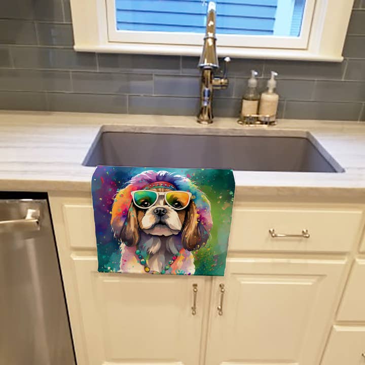 Shih Tzu Hippie Dawg Kitchen Towel DAC2561 for wholesale by Caroline's Treasures