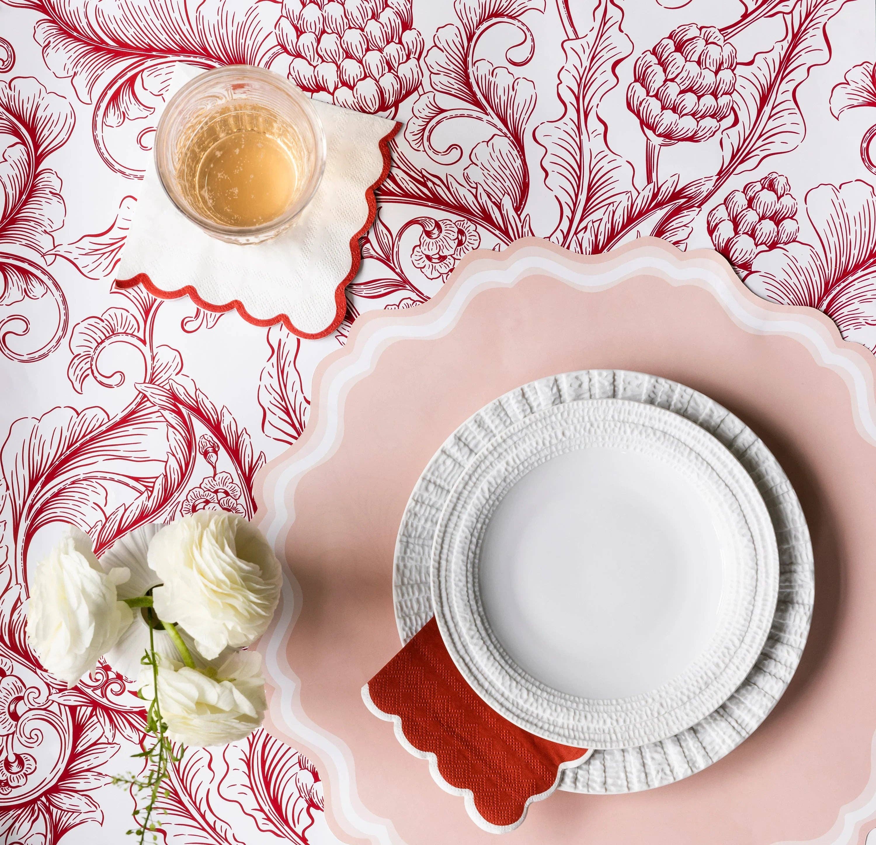 Gatherings by Curated Paperie - Wholesale Disposable Placemat - Pink Fancy Scallop Paper Placemats9