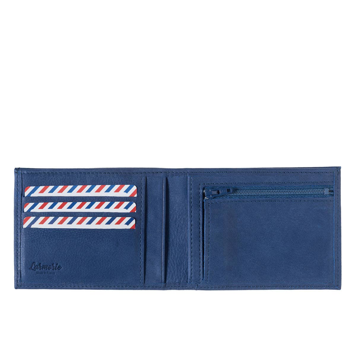 Larmorie Officiel – wholesale Wallet - Men’s – Arthur Italian Nubuck Leather Wallet Mer Indigo2