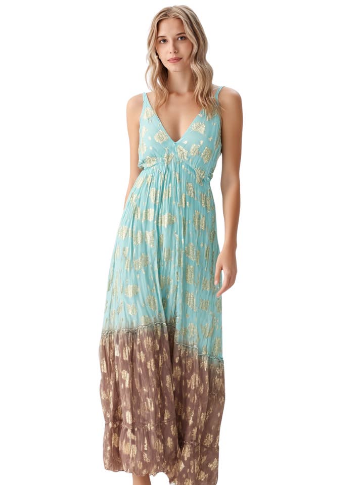 BR25271 SLEEVELESS OMBRE MAXI DRESS ONE SIZE for wholesale by Becky Rose