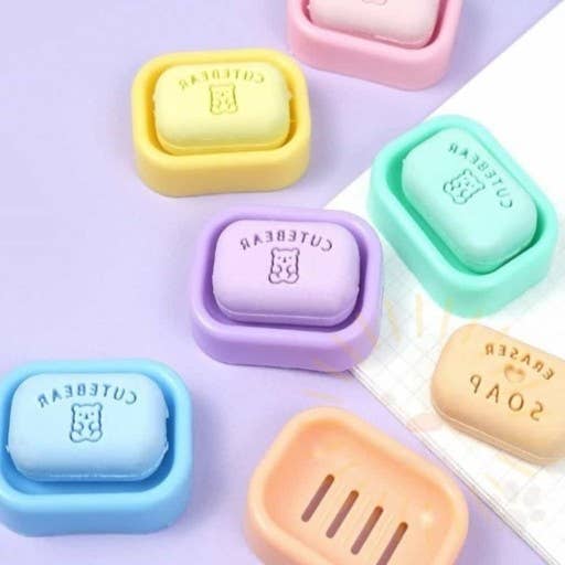 K-Wonderland – wholesale Eraser – CUTE BEAR Soap Eraser - School writing  Desk Essencials13