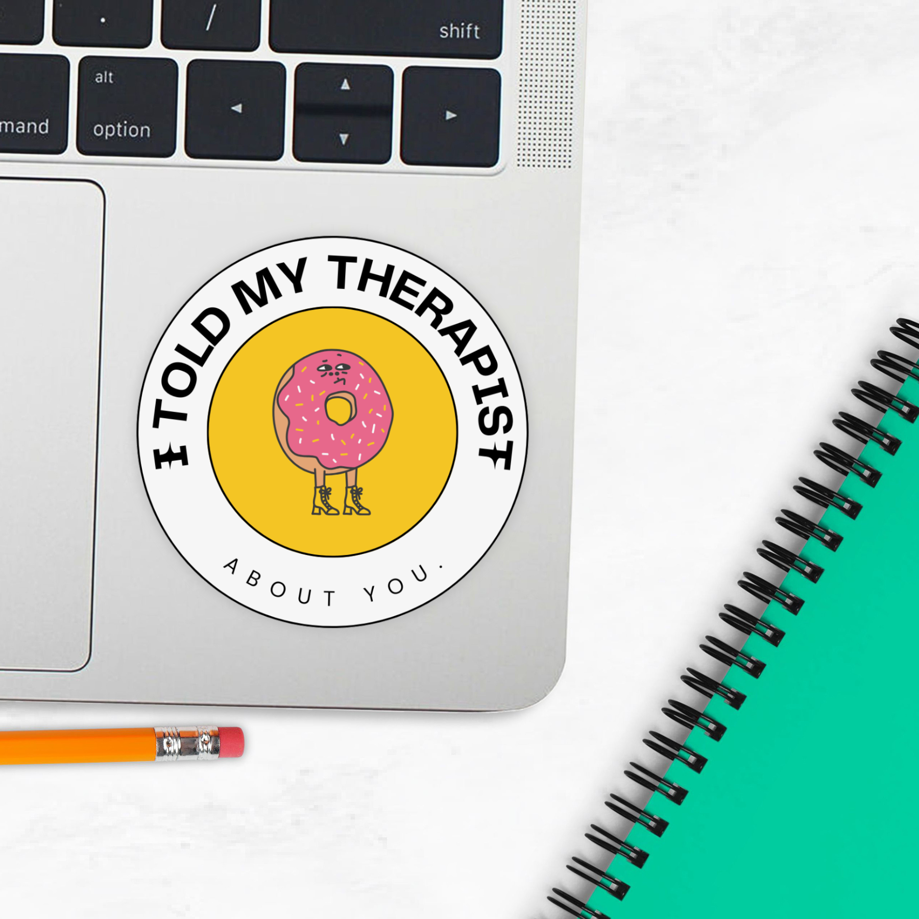 Coyote Color - Wholesale Sticker - Funny Donut Therapy Die-Cut Mental Health Sticker4