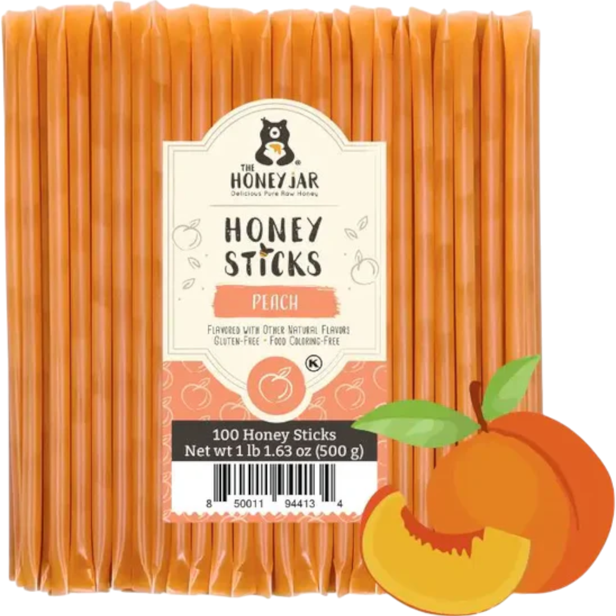 Cow Crack Wholesale - Wholesale Honey - The Honey Jar Peach Honey Sticks 0