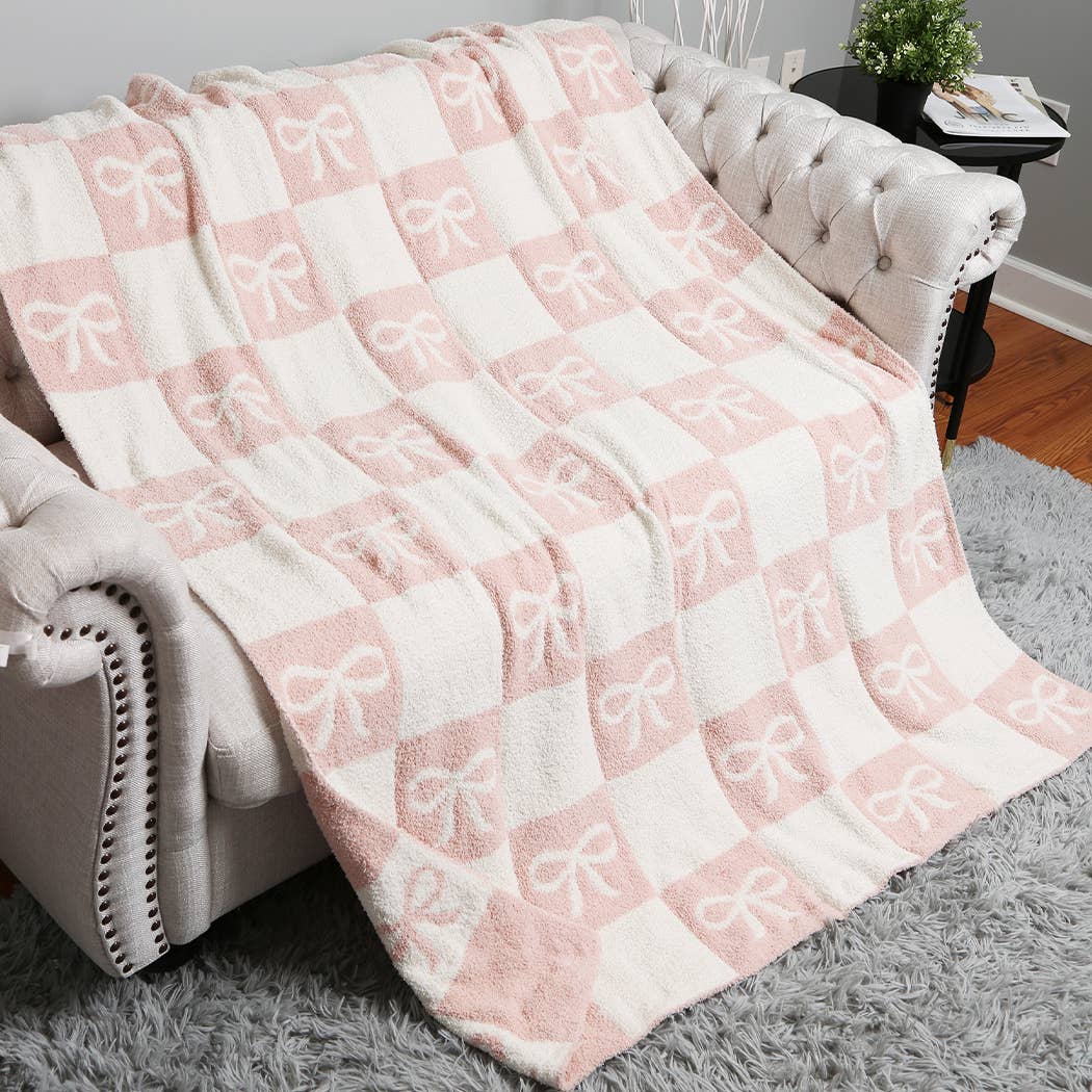 Fashion City - Wholesale Throw Blanket - RIBBON AND CHECKERED Cozy Soft Throw Blanket 13