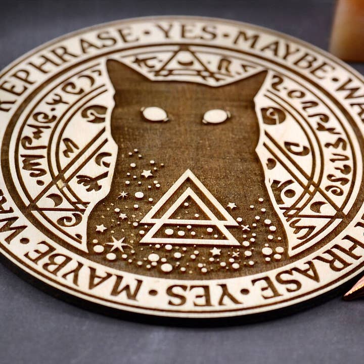 Black Cat Pendulum Board (6 Inch, 8 Inch or 10 Inch) for wholesale by Jedi Woods LLC