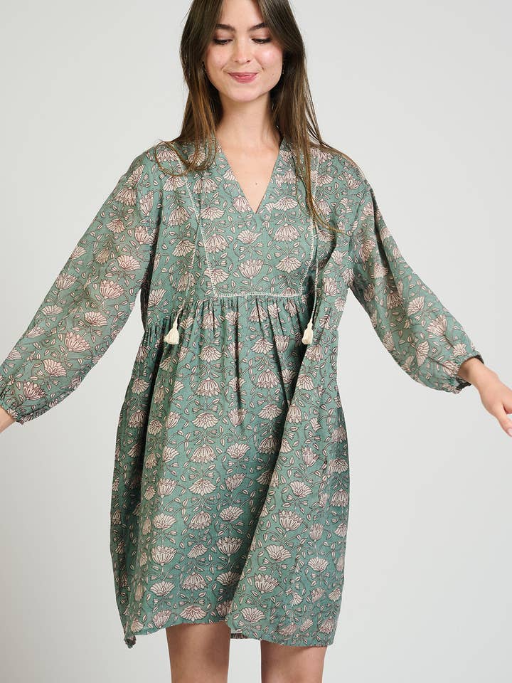 Sohla Mini Dress Aegean Teal Floral for wholesale on Faire2