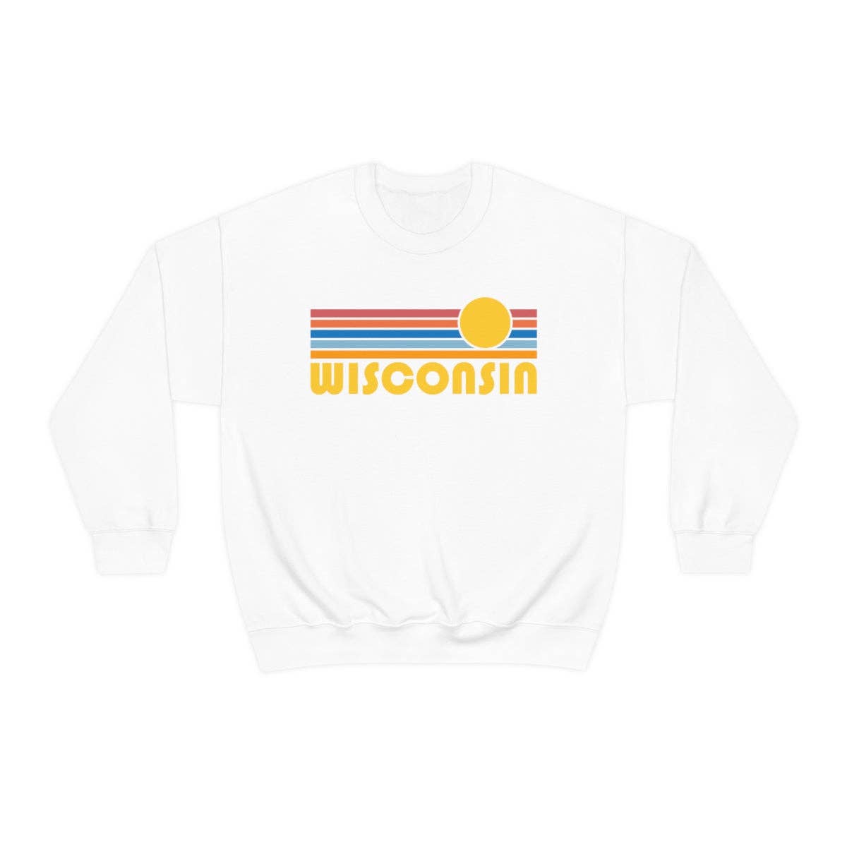 Hey Mountains - Wholesale Graphic Sweatshirt - Unisex - Wisconsin Sweatshirt, Retro Sunrise Unisex Wisconsin Sweater0