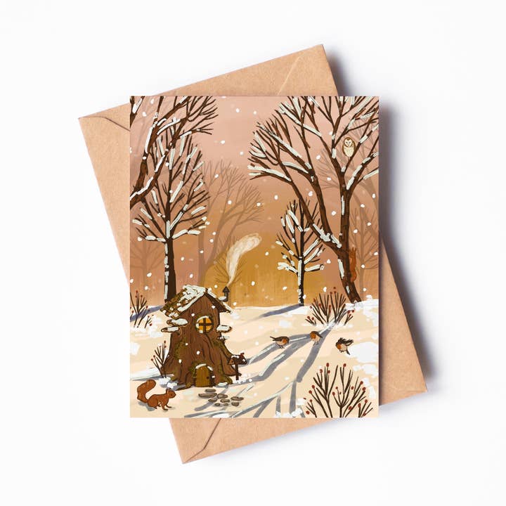 Hyggelig Hytte Enkelt Blankt Kort for engroshandel hos Randi Lynn Reed Illustration