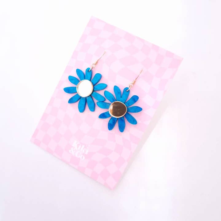Kiki & Co. - Wholesale Dangle earrings - Aster Earrings - Blue/Gold1