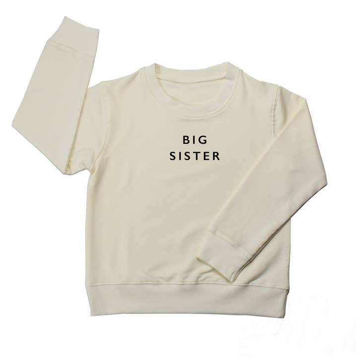 Sudadera de cuello redondo Big Sister de algodón orgánico para venta al por mayor de Cheerily Co.