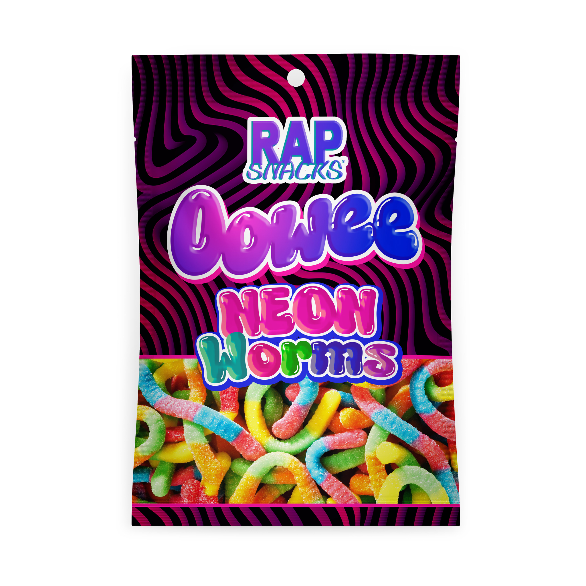 Rap Snacks – wholesale Gummy – Rap Snacks Oowee Neon Worms (5.3oz)1