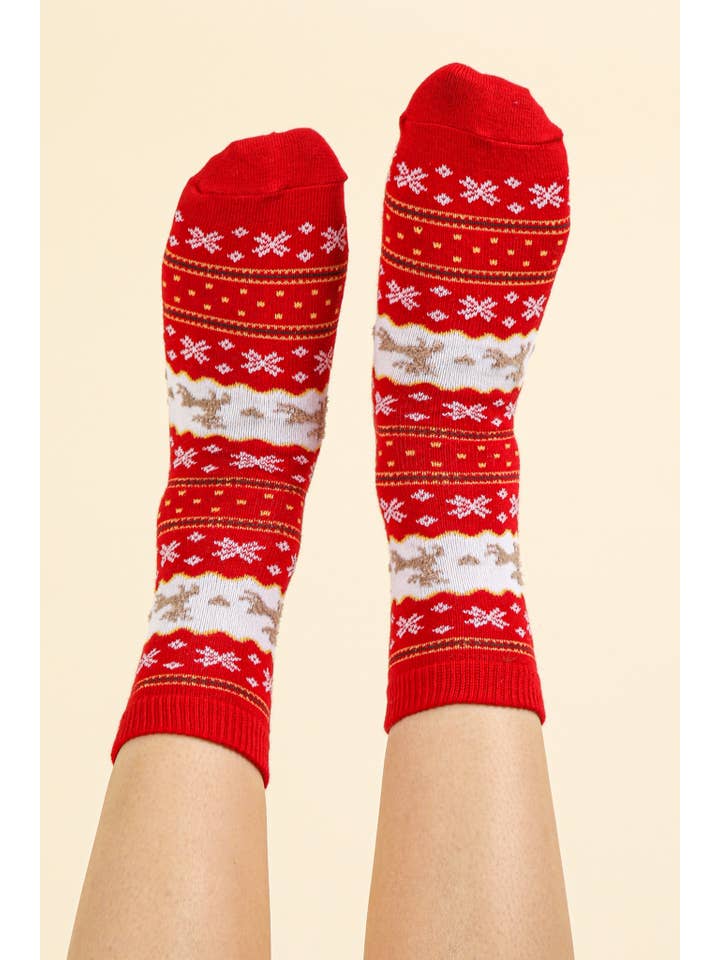 VERY J - Wholesale Socks - Women's - SC10042C-Christmas Graphic Crew Socks