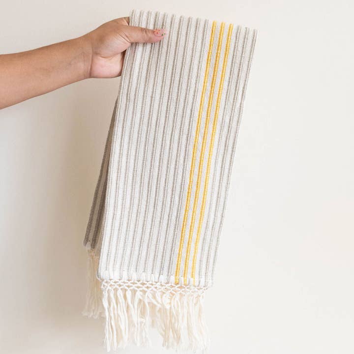 Corded Handwoven Cotton Hand & Kitchen Towel - Yellow for wholesale by VOLVERDE