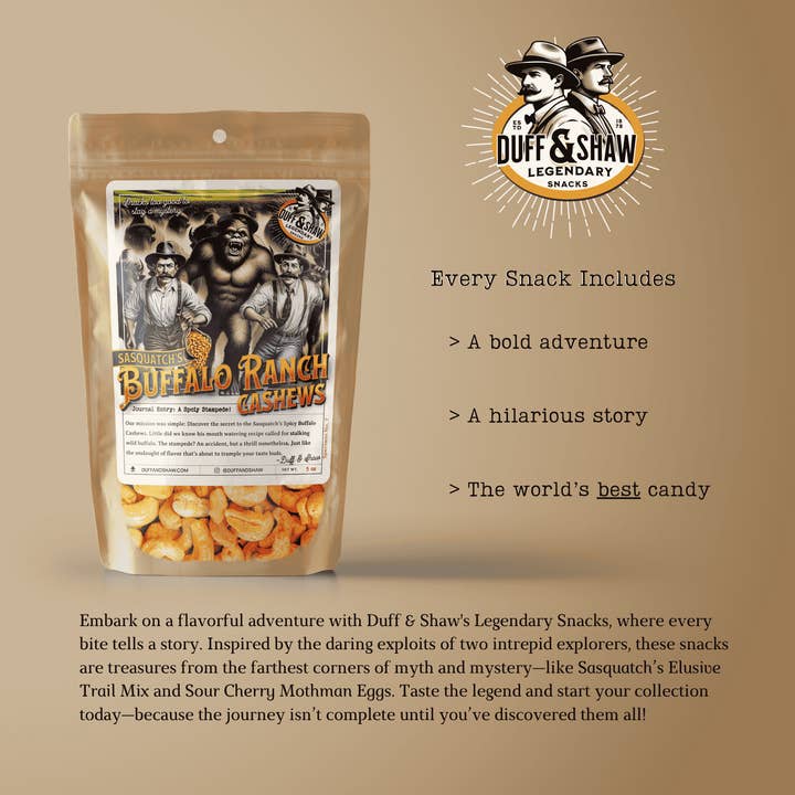 Duff & Shaw - Legendary Snacks - Wholesale Nuts - Sasquatch's Buffalo Ranch Cashews4