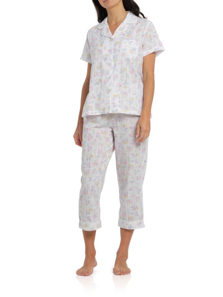 Magnolia Lounge - Wholesale Sleepwear set – Women's - Spring Meadow Cotton Pyjama Set with 7/8 Pants3