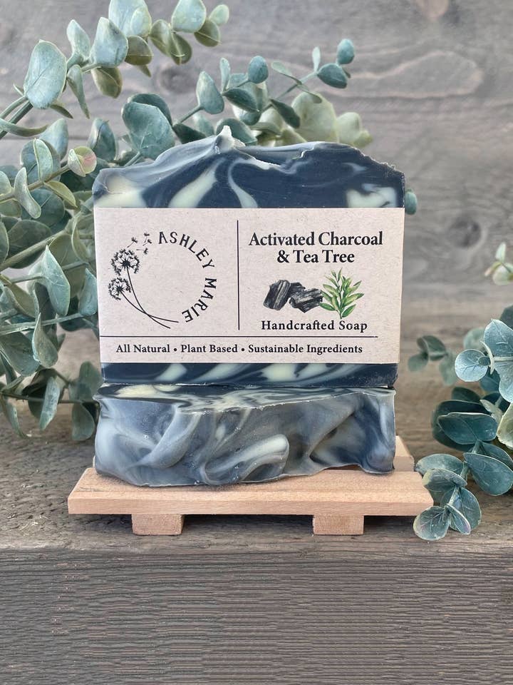 Activated Charcoal & Tea Tree Bar Soap for wholesale by Ashley Marie Soap