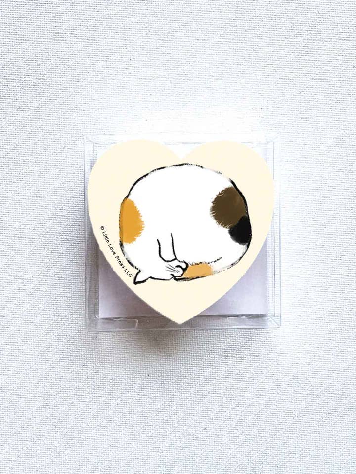 Juego de 50 Tarjetas Planas en Forma de Corazón con Gato Enroscado para venta al por mayor de Little Love Press
