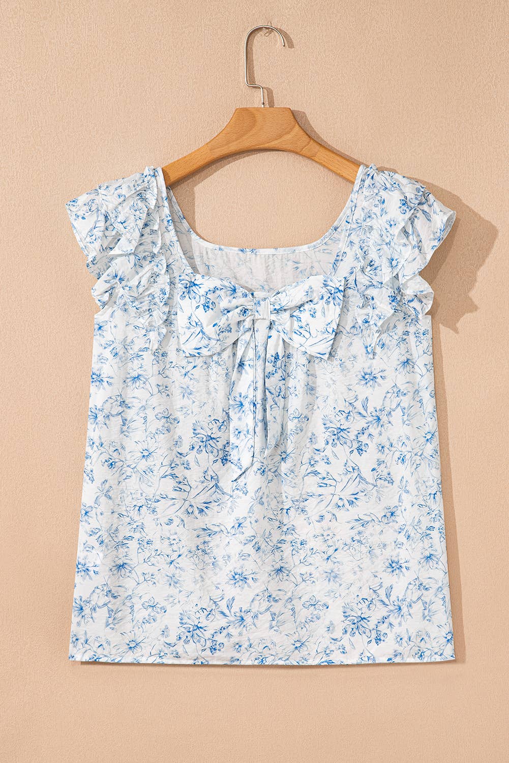 1 the Woman - Wholesale Blouse - Women's - Floral Ruffled Short Sleeve Square Neck Bow Back Blouse8