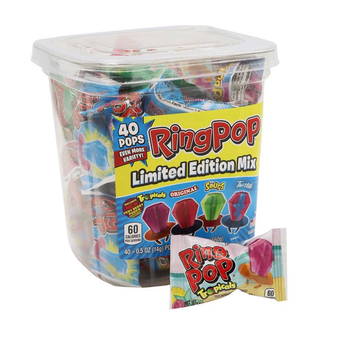 Grandpa Joe's Candy Shop - Wholesale Gummy - Ring Pop Tub, 0.5oz Pop, 40ct Tub