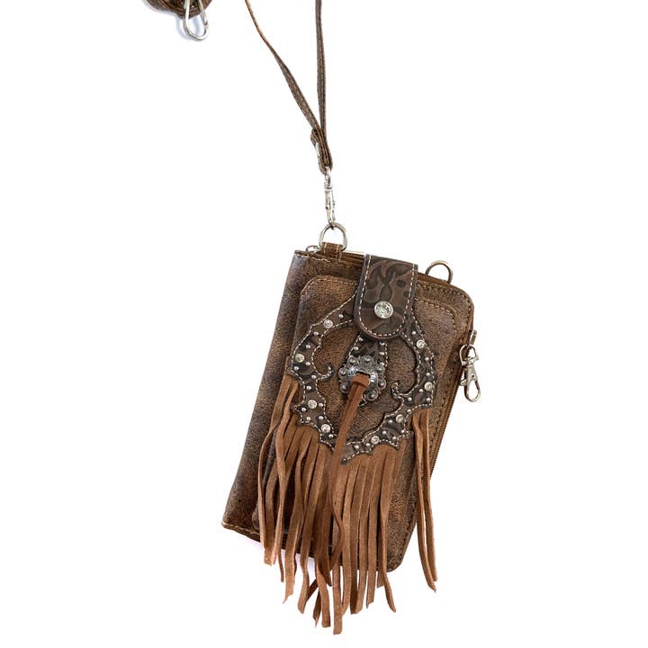 Lunar Deer - Wholesale Phone Wallet - Women's - Western Fringe Women's Crossbody Phone Wallet
