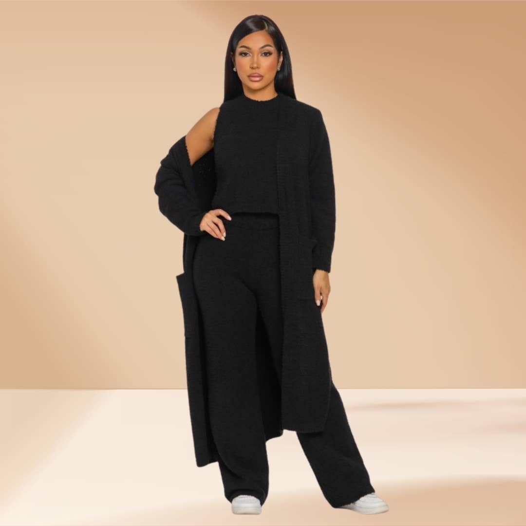 Celystrends - Vente Ensemble de vêtements d'intérieur – femme - Ensemble de 3 pièces Ensemble de détente douillet Teddy comme Skim20