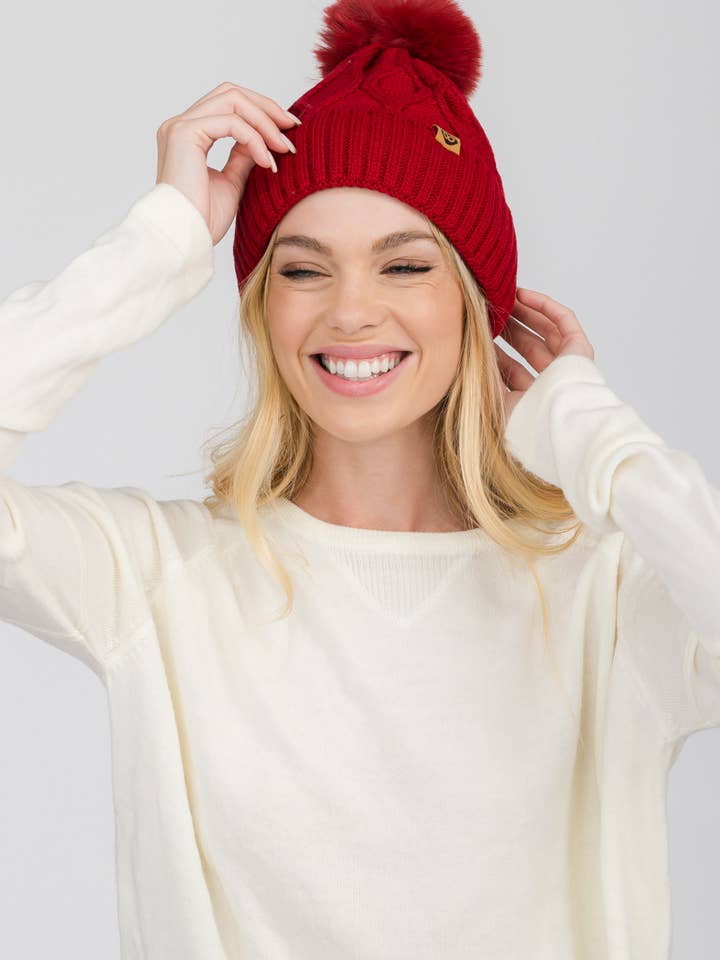 Fleece Lined Knit Beanie for wholesale by Honey J