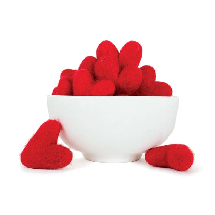 Red Hearts- Set of 20 for wholesale by Sheep Farm Felt