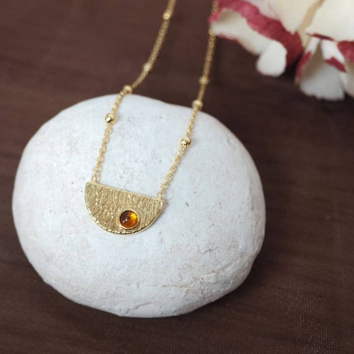 Halskette - Vergoldetes Silber und Bernstein für den Großhandel von CocoonMe