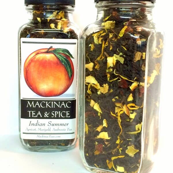 Mackinac Tea & Spice llc – Chá solto por atacado – Refrigerador de chá Indian Summer Damasco Pêssego Ambrosia5