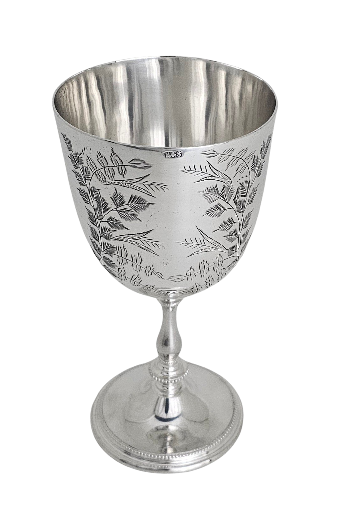 Corbell Silver - Venta al por mayor Varilla mezcladora - Copa Helecho Grabada 6'h Plata Inglesa c.1870.SKU:ANT41913