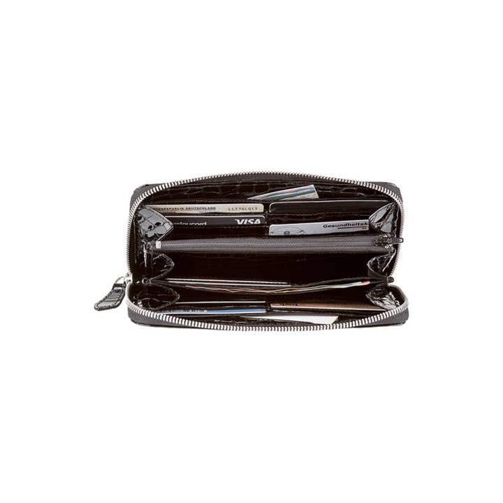 SEBASTIANSTURM - Venta al por mayor Cartera - Mujer - Cartera Lucy - Hecho de madera auténtica de roble ahumado y charol con aspecto de cocodrilo