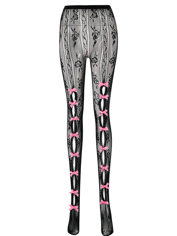 Sweetkama - Wholesale Pantyhose - Women's - Ladies Punk Bowknot Stockings Color Block Pantyhose SKASC41146