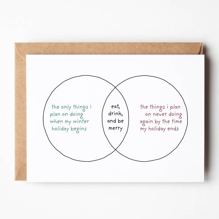 Eet, drink en wees vrolijk - grappige kerstkaart voor wholesale door Naebr Design