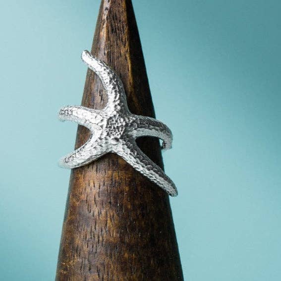 Silver Starfish Ring - Seastar Wrap Band for wholesale by HKM Jewelry