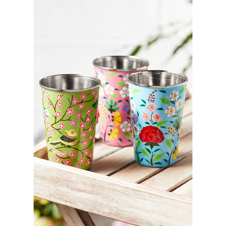 Namaste - Wholesale Insulated Mug/Tumbler - Sanasar Hand Painted Enamel Tumbler